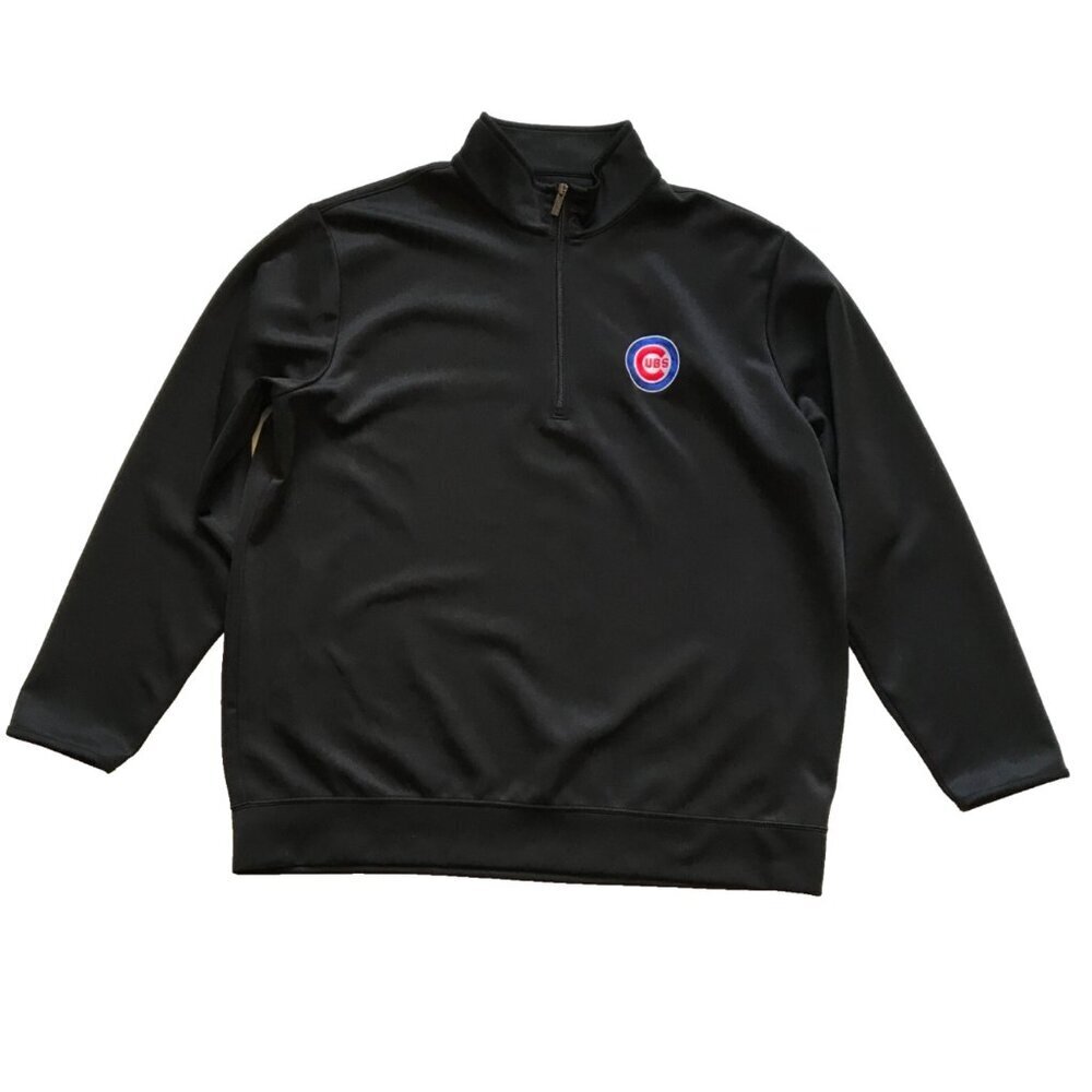 Antigua Chicago Cubs Pullover Jacket Mens XXL Black Long Sleeve 1/4 Zip Neck